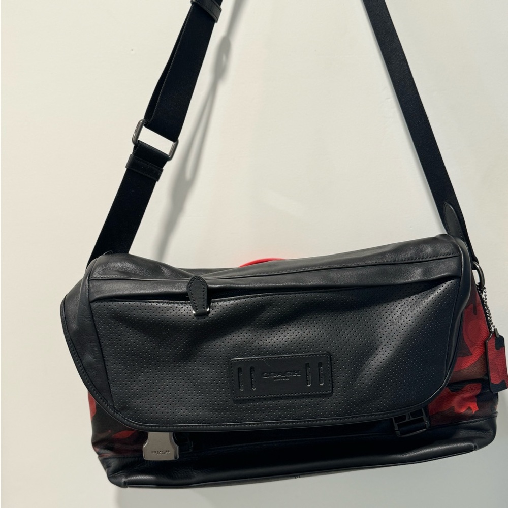 Coach Red and Black Camo messenger bag